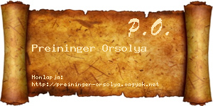 Preininger Orsolya névjegykártya